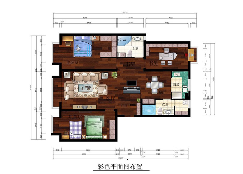 總政小區(qū)新中式風格戶型圖裝修效果圖