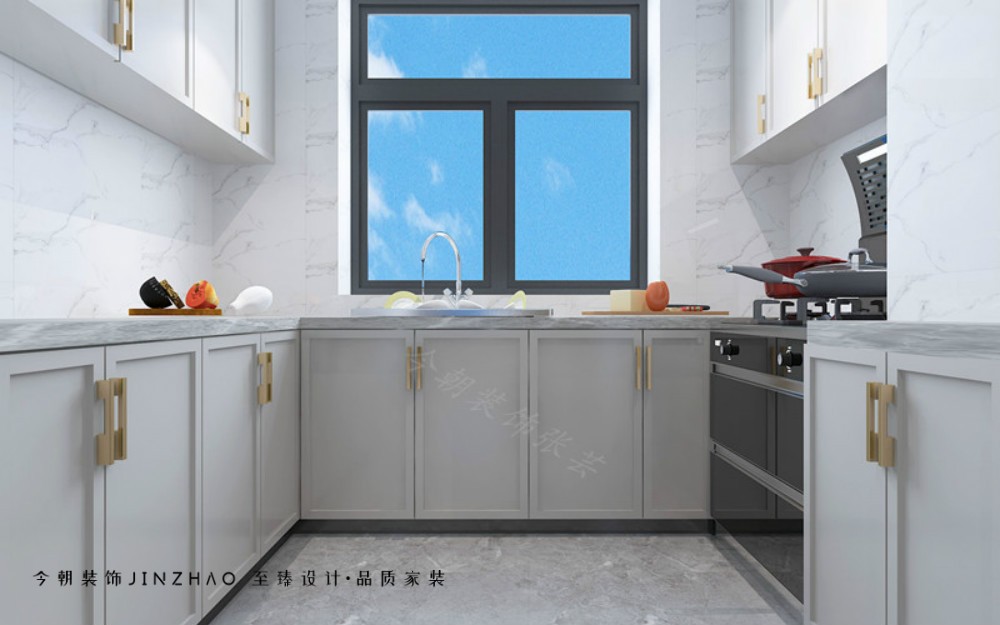 榮盛華府現(xiàn)代簡約風格廚房裝修效果圖