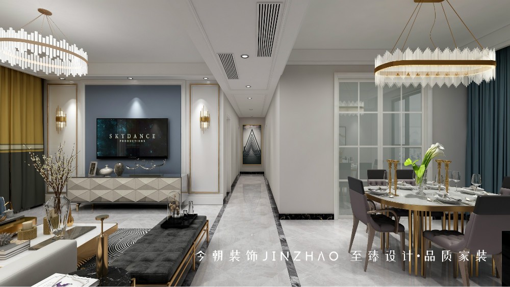 融創(chuàng)中心現(xiàn)代簡約風格客廳裝修效果圖