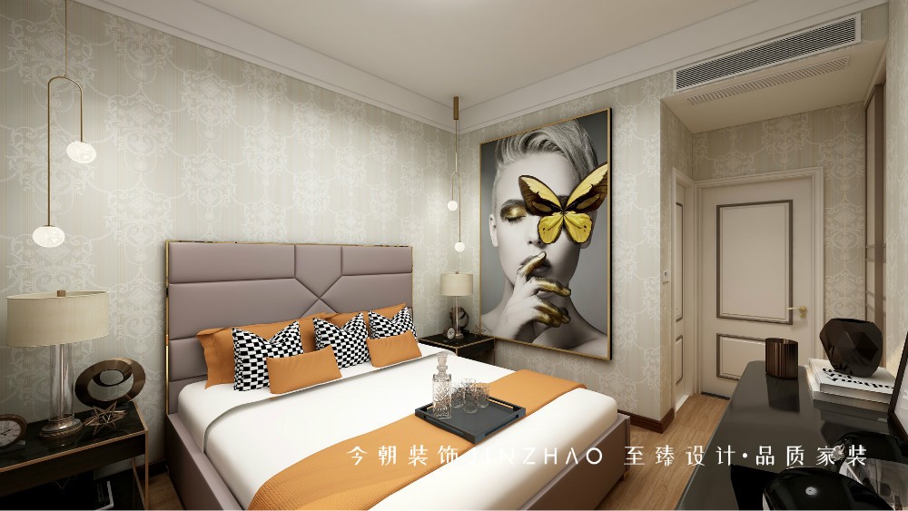 融創(chuàng)中心現(xiàn)代簡約風格主臥裝修效果圖