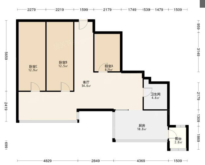 仁和嘉園法式風(fēng)格戶(hù)型圖裝修效果圖